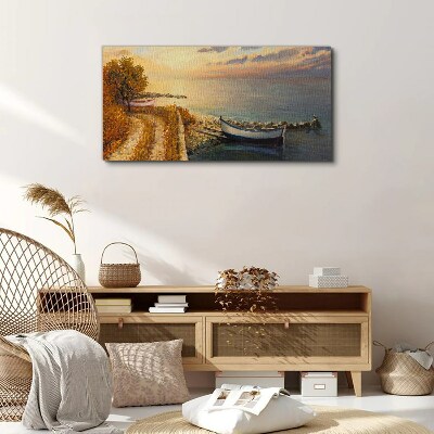 Tableau imprimé sur toile Un port tranquille au soleil couchant