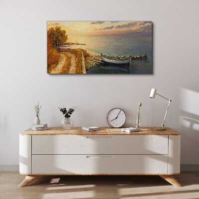 Tableau imprimé sur toile Un port tranquille au soleil couchant