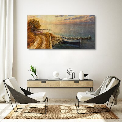 Tableau imprimé sur toile Un port tranquille au soleil couchant