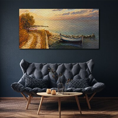 Tableau imprimé sur toile Un port tranquille au soleil couchant