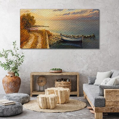 Tableau imprimé sur toile Un port tranquille au soleil couchant