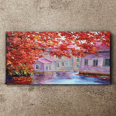 Tableau toile imprimée Reflets d'automne sur l'eau