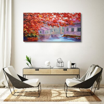 Tableau toile imprimée Reflets d'automne sur l'eau