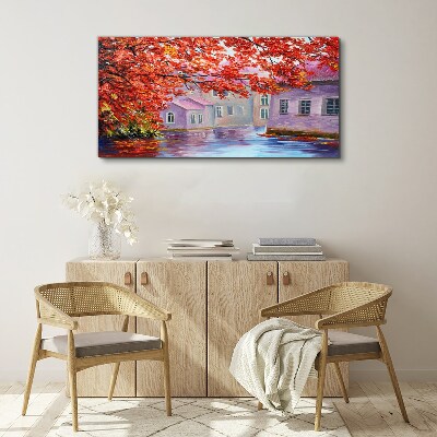 Tableau toile imprimée Reflets d'automne sur l'eau