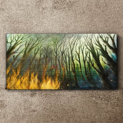Tableau imprimé sur toile Forêt en flammes