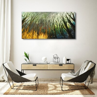 Tableau imprimé sur toile Forêt en flammes