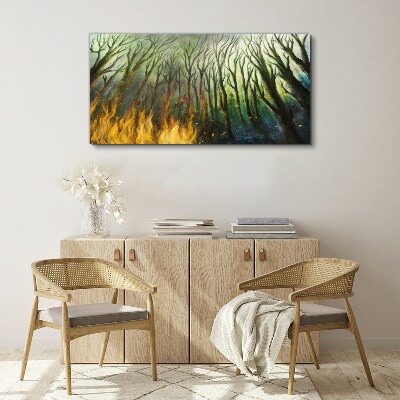 Tableau imprimé sur toile Forêt en flammes