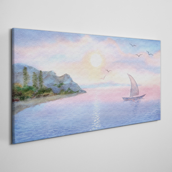 Tableau toile imprimée Un paysage paisible de coucher de soleil sur la mer