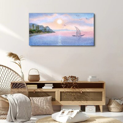 Tableau toile imprimée Un paysage paisible de coucher de soleil sur la mer