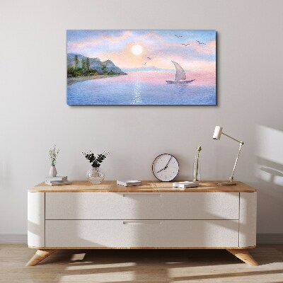 Tableau toile imprimée Un paysage paisible de coucher de soleil sur la mer
