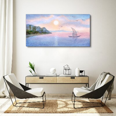 Tableau toile imprimée Un paysage paisible de coucher de soleil sur la mer