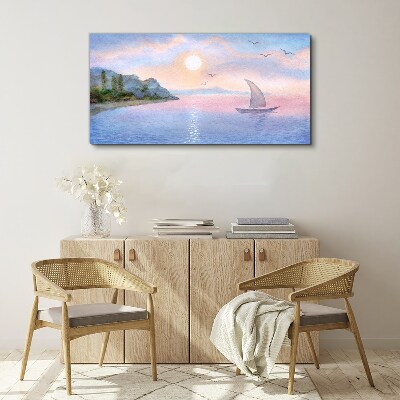 Tableau toile imprimée Un paysage paisible de coucher de soleil sur la mer