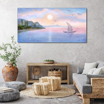 Tableau toile imprimée Un paysage paisible de coucher de soleil sur la mer