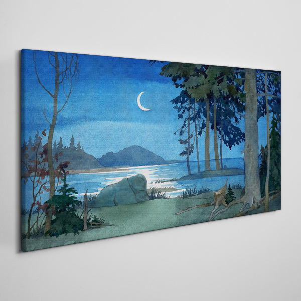 Tableau imprimé sur toile Paysage nocturne au-dessus de l'eau