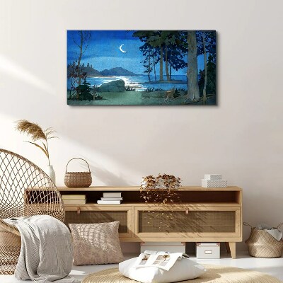 Tableau imprimé sur toile Paysage nocturne au-dessus de l'eau