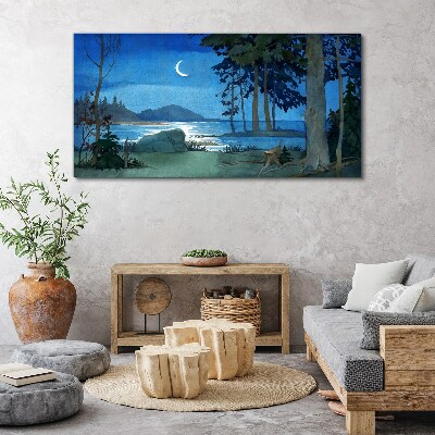 Tableau imprimé sur toile Paysage nocturne au-dessus de l'eau