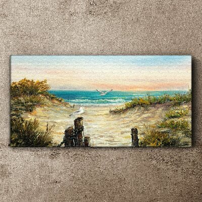 Tableau toile imprimée Paysage de bord de mer au matin