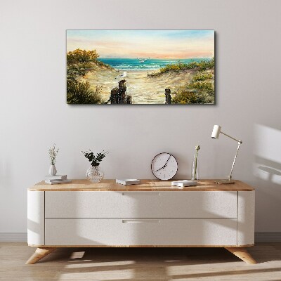 Tableau toile imprimée Paysage de bord de mer au matin