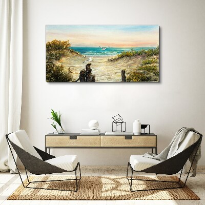 Tableau toile imprimée Paysage de bord de mer au matin