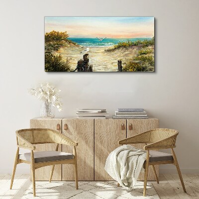 Tableau toile imprimée Paysage de bord de mer au matin