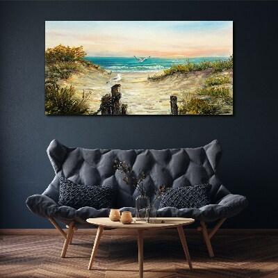 Tableau toile imprimée Paysage de bord de mer au matin
