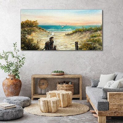 Tableau toile imprimée Paysage de bord de mer au matin