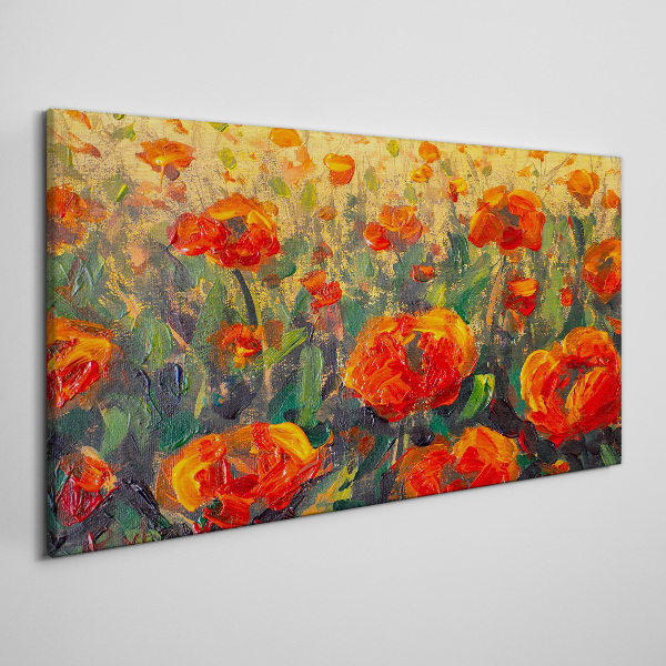 Tableau imprimé sur toile Une prairie fleurie aux tons orange