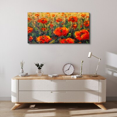 Tableau imprimé sur toile Une prairie fleurie aux tons orange