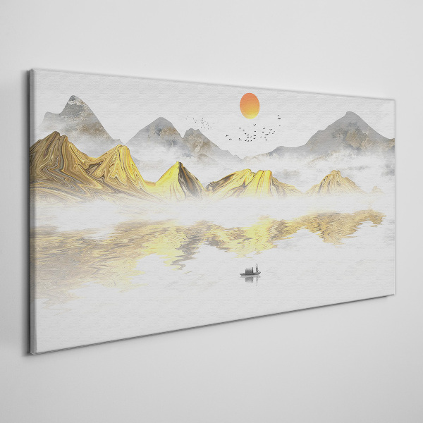 Tableau imprimé sur toile Montagnes dorées dans la lumière du matin