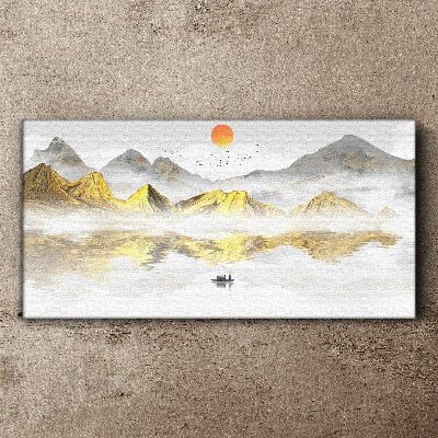 Tableau imprimé sur toile Montagnes dorées dans la lumière du matin