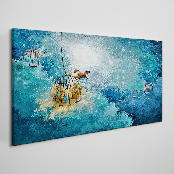 Tableau toile imprimée Un oiseau en cage contre le ciel