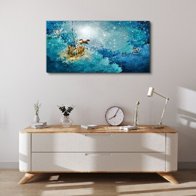 Tableau toile imprimée Un oiseau en cage contre le ciel
