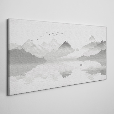 Tableau imprimé sur toile Un paysage de montagne tranquille en monochrome