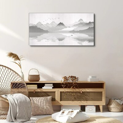 Tableau imprimé sur toile Un paysage de montagne tranquille en monochrome