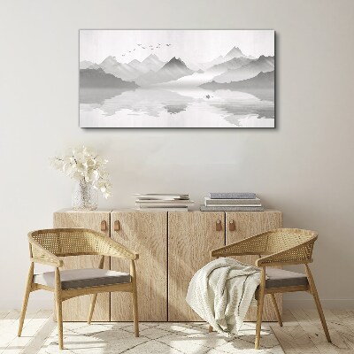 Tableau imprimé sur toile Un paysage de montagne tranquille en monochrome