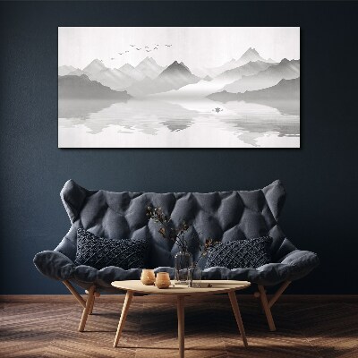 Tableau imprimé sur toile Un paysage de montagne tranquille en monochrome