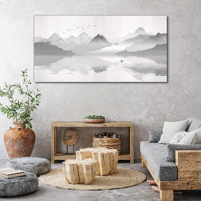 Tableau imprimé sur toile Un paysage de montagne tranquille en monochrome