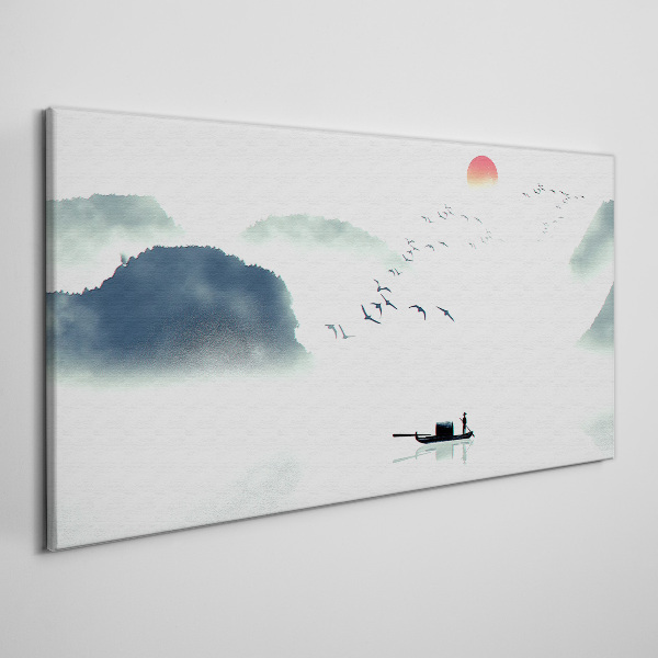 Tableau sur toile Une matinée tranquille au bord du lac