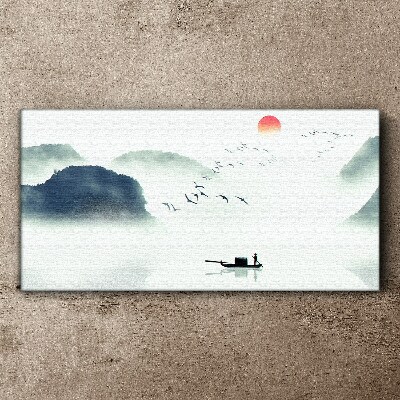 Tableau sur toile Une matinée tranquille au bord du lac