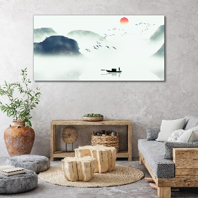 Tableau sur toile Une matinée tranquille au bord du lac