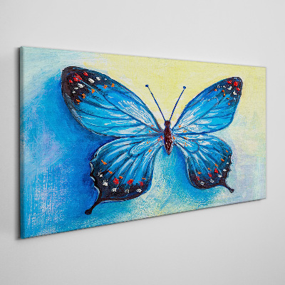 Tableau toile imprimée Papillon bleu sur fond abstrait