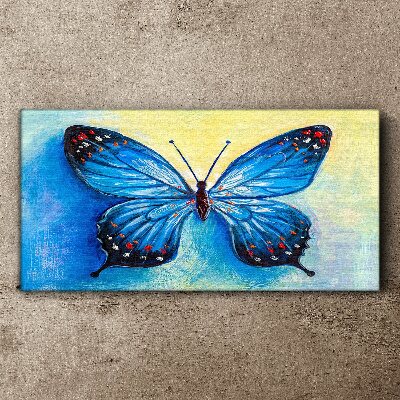 Tableau toile imprimée Papillon bleu sur fond abstrait