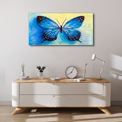 Tableau toile imprimée Papillon bleu sur fond abstrait
