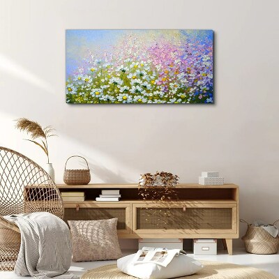 Tableau toile imprimée Paysage floral aux couleurs pastel
