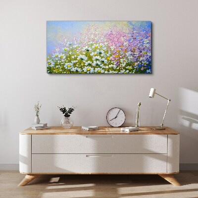 Tableau toile imprimée Paysage floral aux couleurs pastel