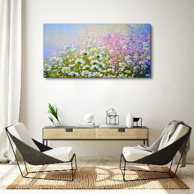 Tableau toile imprimée Paysage floral aux couleurs pastel