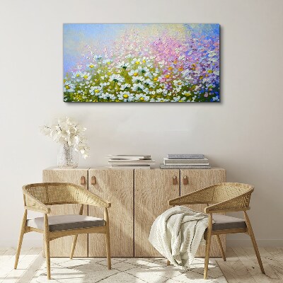 Tableau toile imprimée Paysage floral aux couleurs pastel
