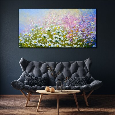 Tableau toile imprimée Paysage floral aux couleurs pastel