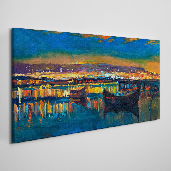 Tableau sur toile La baie dans la lueur du coucher de soleil