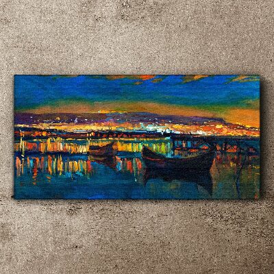 Tableau sur toile La baie dans la lueur du coucher de soleil